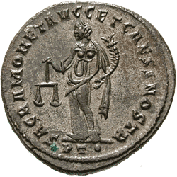 CONSTANTIUS CHLORUS als Caesar 293-305 n.Chr. Follis, Ticinum, 300-303 n.Chr., Römische Münzen der Kaiserzeit (Rückseite)